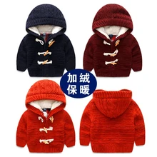Boy with velvet hooded jacket Winter the new children’s clothing, 2016 children’s sweaters Baby keep warm with thick sweater