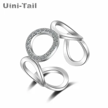 

Uini-Tail hot new 925 sterling silver round micro-inset opening ring female personality Korean fashion trend wild jewelry GN294