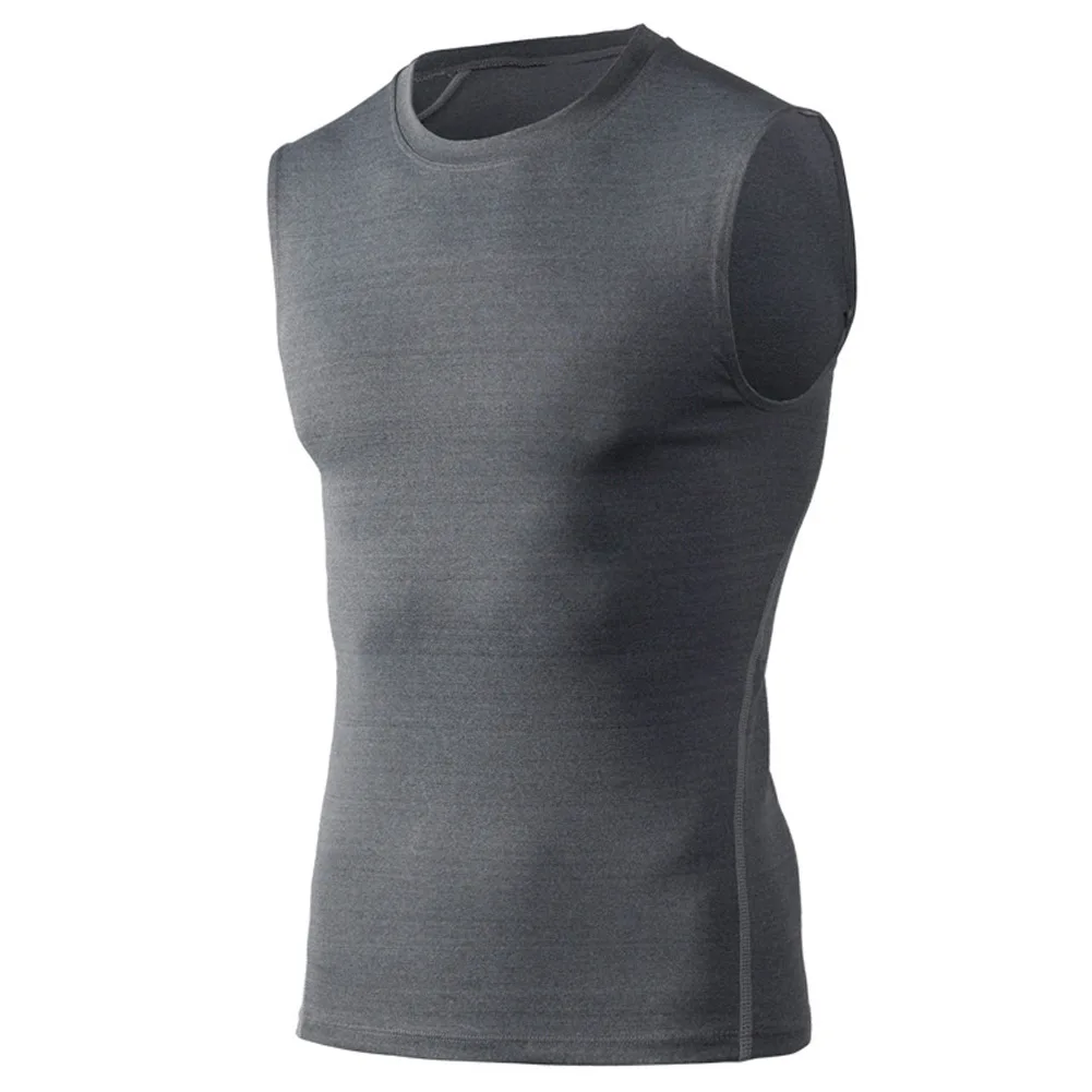 Новая мужская спортивная одежда эластичная плотная дышащая быстросохнущая майка спортивные топы для тренировок LMH66 - Цвет: Серый