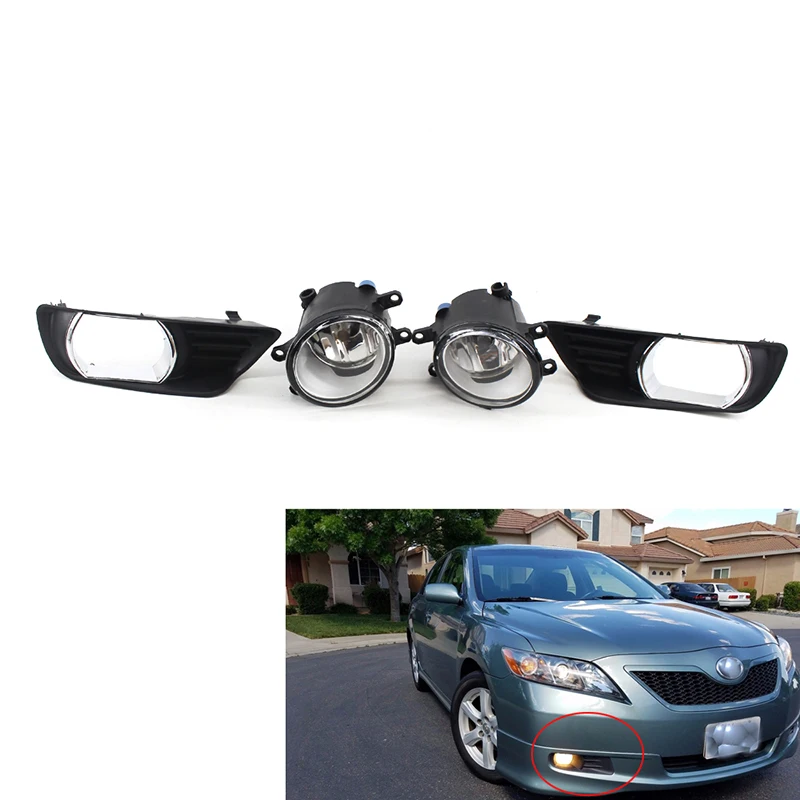 Для 2007-2009 Toyota Camry Прозрачный Бампер для вождения Противотуманные фары+ переключатель влево и вправо AA