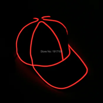 

Free Shipping 10 colors select Party Hats Cotton LED Hats Cool light EL Wire Baseball Caps For Bboy Hip-hop Hats club Supplies