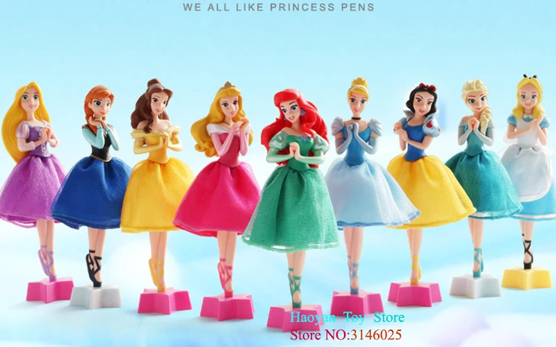 Figura de Ação Brinquedos para Crianças Disney Genuína Princesa Cinderela Neve Branca Bola Caneta Decoração Pvc Coleção Estatueta Presentes 18cm 4 bola caneta figura de ação decoração pvc