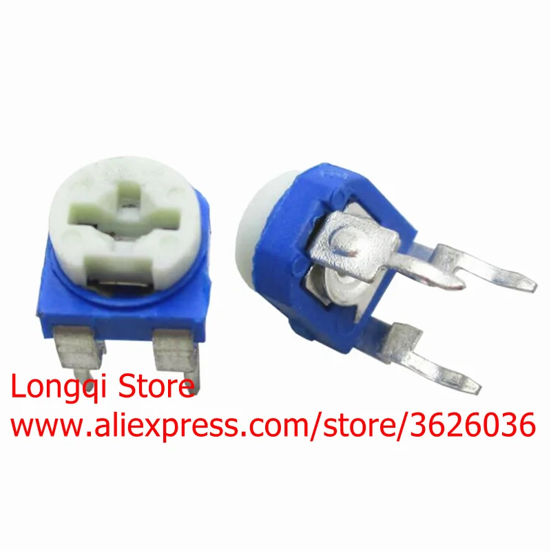 20PCS RM065 RM-065 WH06 100R 200R 500R 1K 2K 5K 10K 20K 50K 100K 200K 500K 1M ohm Blue and white horizo Adjustable resistance |