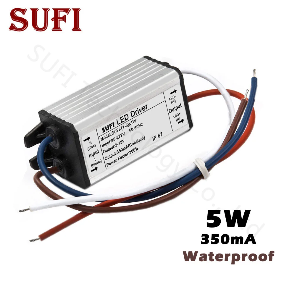 LED Driver 1 5x1W 350mA Convert AC 85 277V To DC 3 18V For 5W