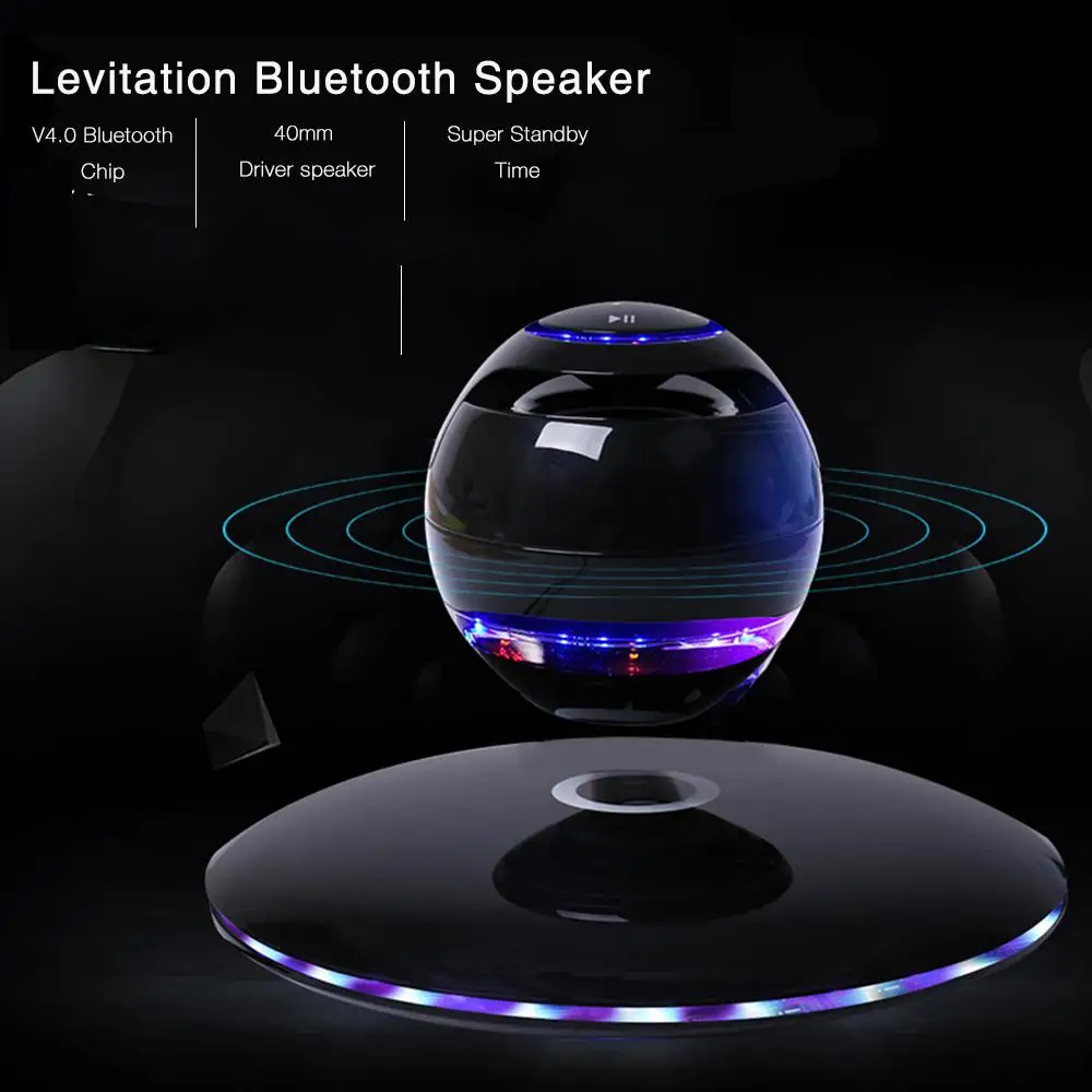 Беспроводная магнитная левитация 3D Bluetooth динамик вращающийся с красочным Светодиодный Поддержка iOS Android телефон громкой связи