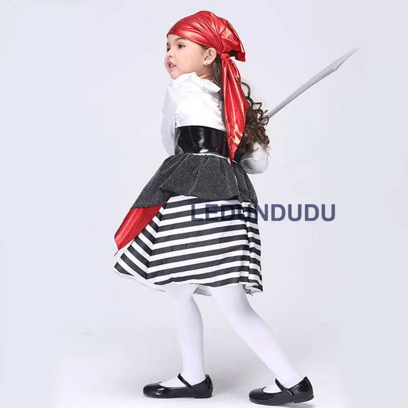 Hot Kids Halloween Carnival Cosplay Pirate Costume Girls Fancy Party Outfits Children Princess Dress  (2)