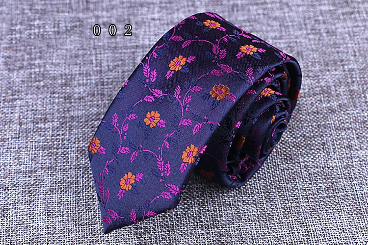 Mens Polyester Skinny Tie 6cm Slim Fashion Neck Tie Green Red Flower Striped Leisure Necktie Business Wedding Neckwear Gift Ties