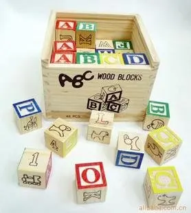

Candice guo wooden toy wood block baby learning letter ABC cartoon pattern educational building cube kid birthday gift 1set