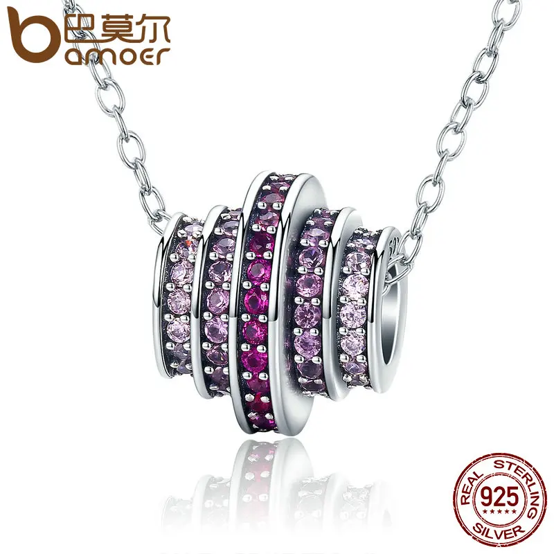 

BAMOER Genuine 925 Sterling Silver 2 Color Gradual Change Round Wheel Melody Pendant Necklaces for Women Fine Jewelry SCC289