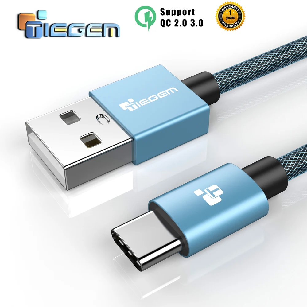 Кабель USB Type C кабель быстрой зарядки TIEGEM Type-C 2A для LG G5 Mate9 Mi5 OnePlus 2 Nexus 5X 6P длиной 1 м 3