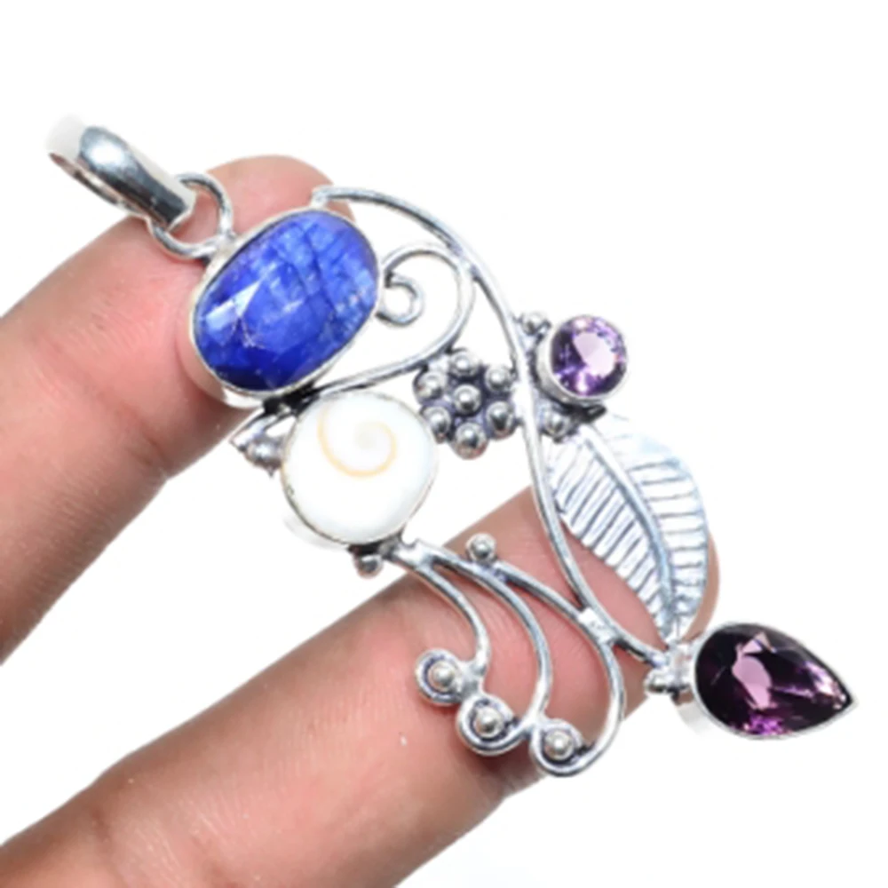 

Sapphires , Shivai Pendant Silver Overlay over Copper, USA Size 72mm , FRP0091