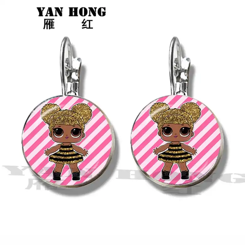 Yanhong ювелирные изделия Doll16mm стеклянные серьги с выпуклыми вставками 1 пара мультяшных фотографий серьги для молодой женщины подарок детски...