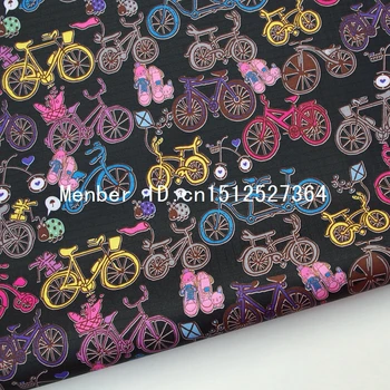 

PVC coated waterproof fabric - Bicycle on black (WF040)