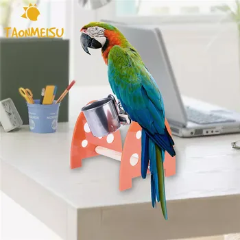 

Acrylic Wood Office Desk Stand Climb Stand Bird Toys Training Bird Parrot Toy random color