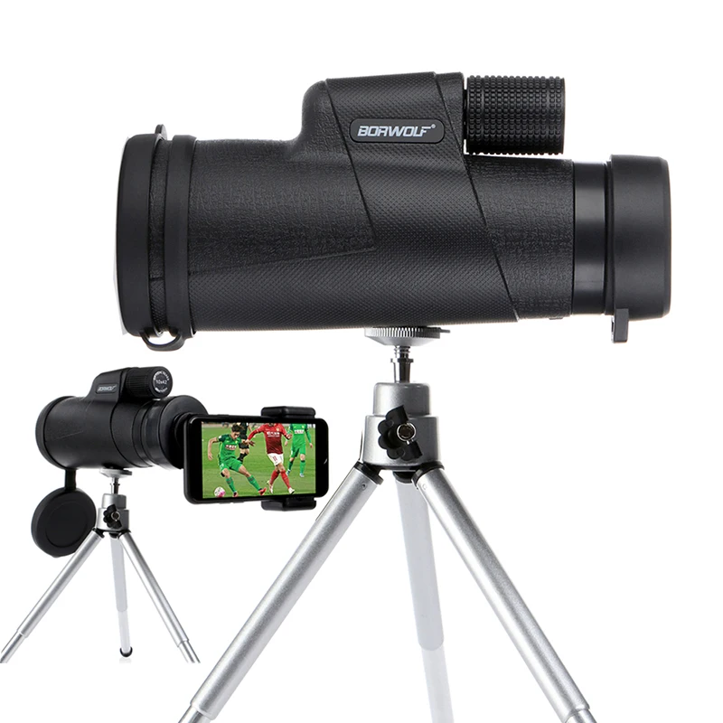 

Borwolf Monoculars 10x42 Powerful Binoculars Zoom Field Glasses Great Handheld Telescope with Phone Clip for Bird Watching