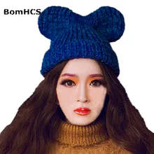 BomHCS/зимняя теплая шапка в Корейском стиле с большими ушками, милая вязаная шапка ручной работы