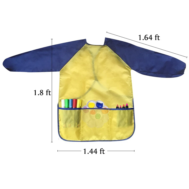 От 5 до 8 лет, водонепроницаемый нагрудник малыша с длинными рукавами для маленьких девочек и мальчиков, детская одежда для кормления, фартук для рисования и рисования