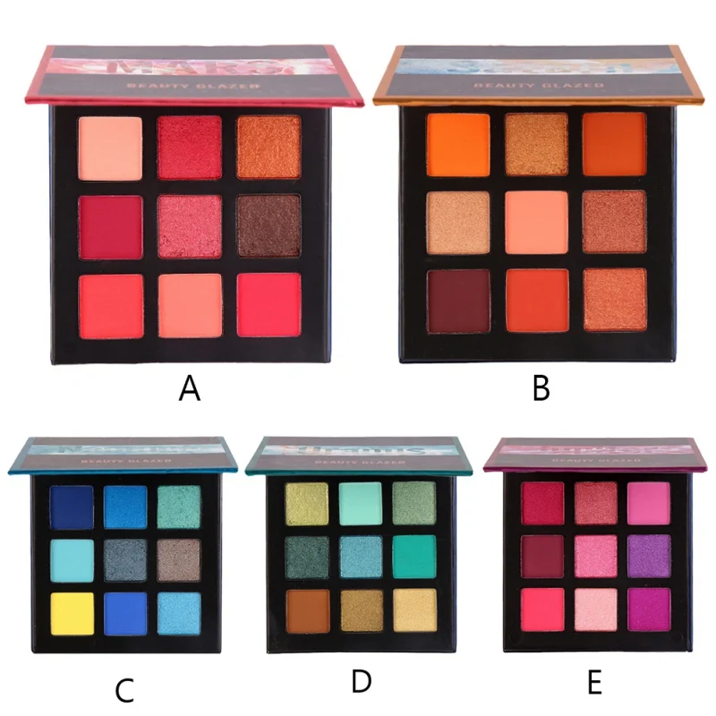 

BEAUTY GLAZED 9 Color Shimmer Matte Eyeshadow Makeup Palette Lasting Pigmented Eye Shadow Palette Cosmetics