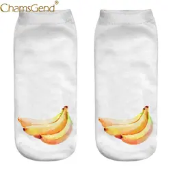 Chamsgend Прямая доставка для женщин масла краски банан печати Короткие хлопковые носки calcetines mujer 80402