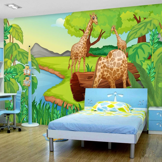 Custom Photo Wallpaper Cartoon Forest Giraffe Children S Room Custom Photo Wallpaper Cartoon Forest Giraffe Children S Room Bedroom Non Woven Fabric Background Decor