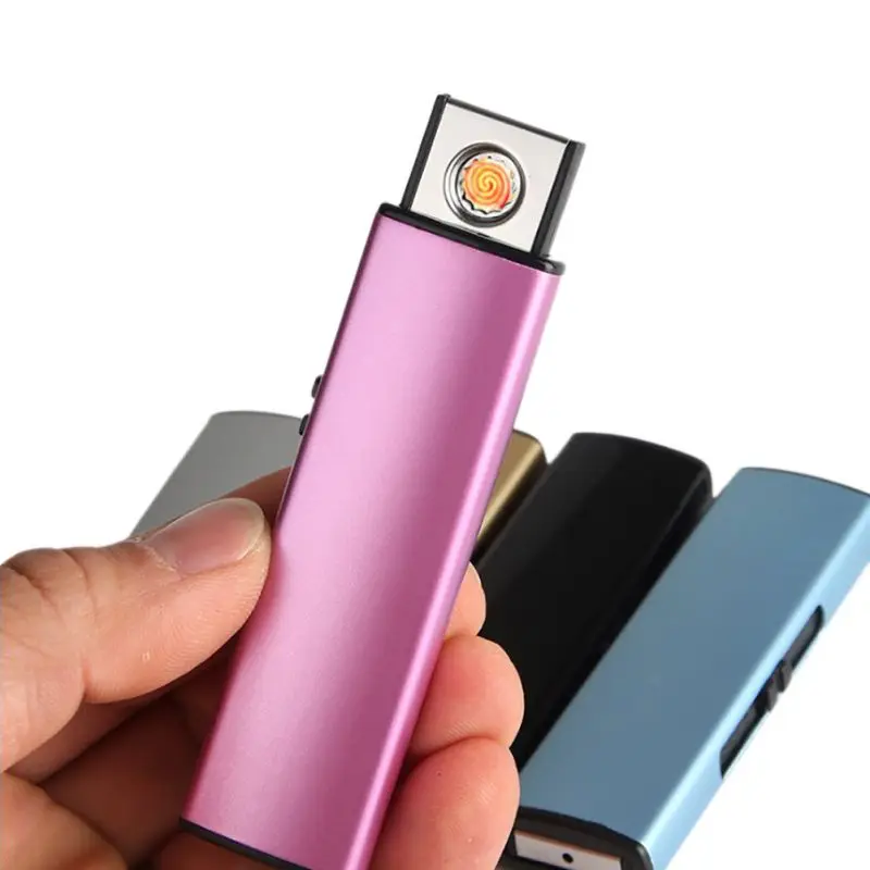 

Creative small Rechargeable USB Windproof flameless electric Electronic charging Cigarette lighter Smokeless Super lighters man