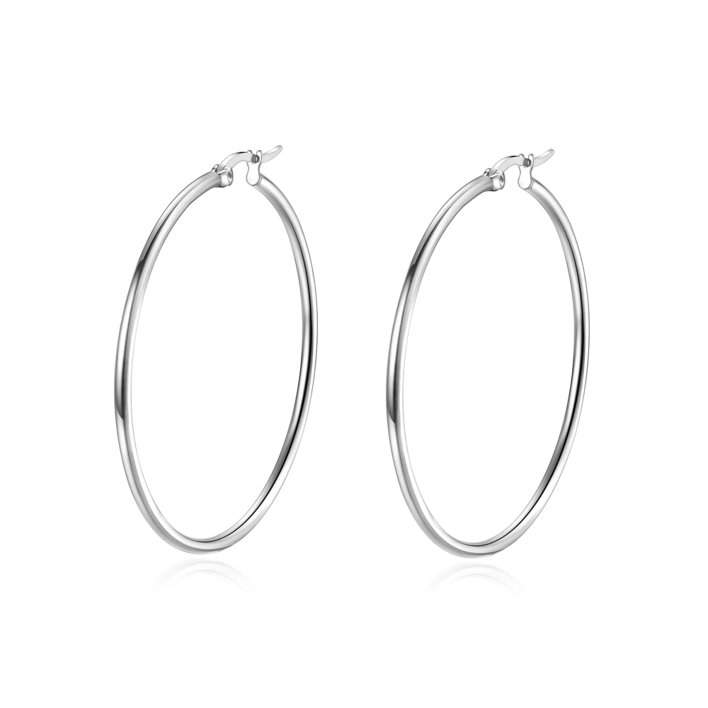 

Wholesale cheap stainless steel silver gold black hoop earrings women fashion party jewelry diameter 5CM Christmas gift brincos
