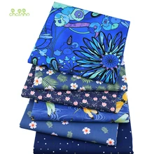 Chainho, 6 шт./лот, королевские синие цветы, саржевая хлопковая ткань, Лоскутная Ткань, сделай сам шитье и стеганое одеяло, материал для малышей и детей