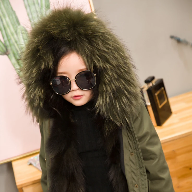 JKP 2018 children fur coat fashion fox fur liner leather big raccoon fur collar children's jacket thick warm coat CT-56 JKP 2018 children fur coat fashion fox fur liner leather big raccoon fur collar children's jacket thick warm coat CT-56