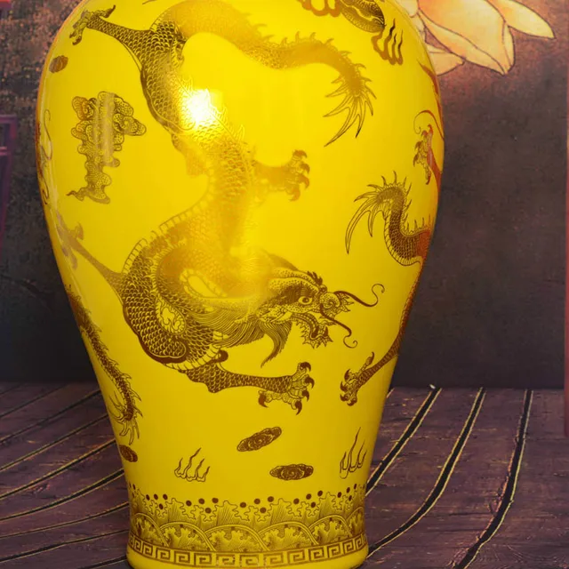 Antique Chinese Dragon Jingdezhen Handmade Golden Drawing Large Floor Vase For Home Decor Tall Floor Vase 4