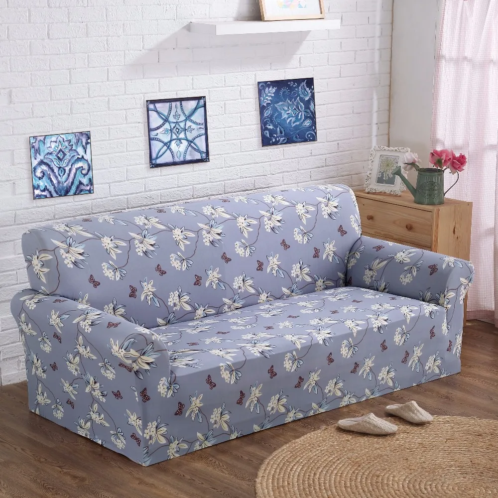 Геометрическая крышка дивана ветка с листьями Цветочные стрейч чехлы из спандекса съемный эластичный все включено чехол для дивана для гостиной