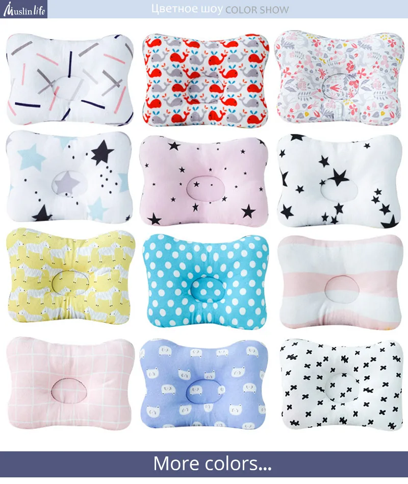 Muslinlife/мягкая хлопковая подушка для коррекции головы; подушка для малышей; подушка для младенцев; Подушка для сна; Прямая поставка