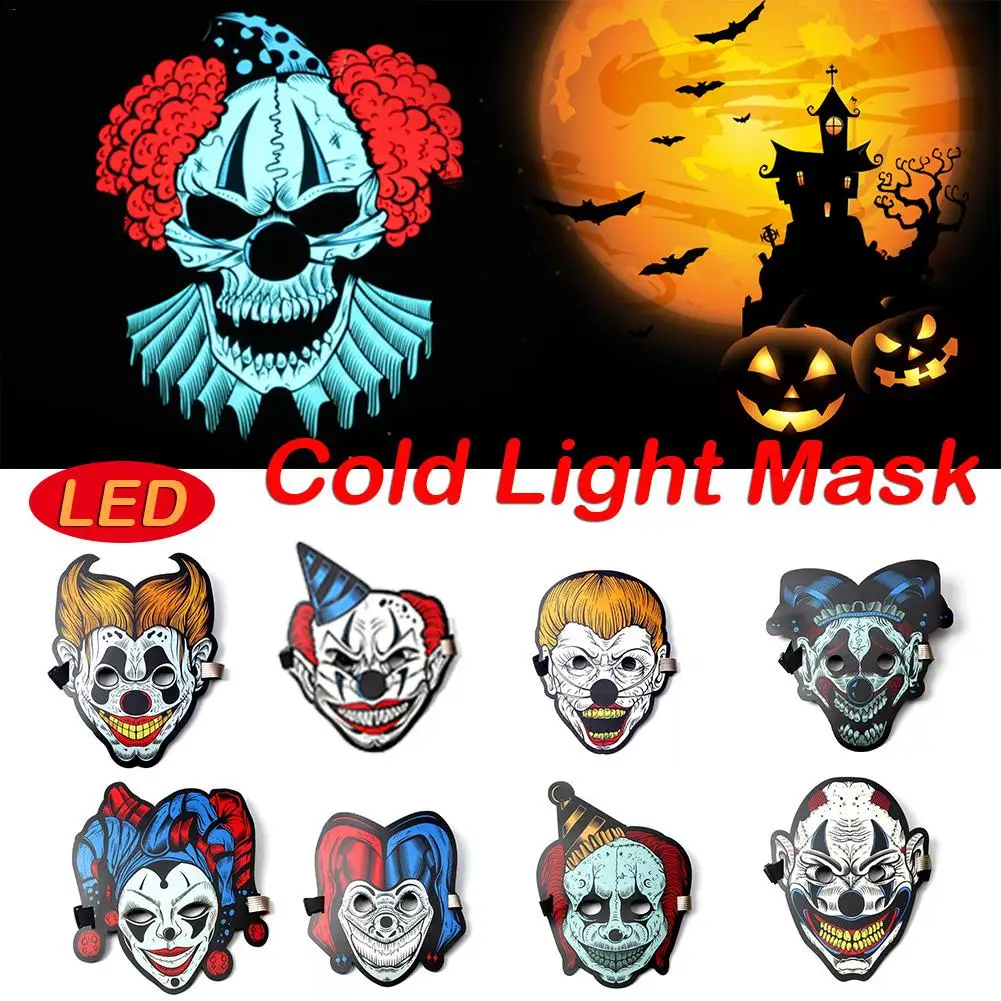 

Cold Light Voice-activated Luminous Mask Bar KTV Holiday Ball Halloween LED Light Cosplay Clown Shape Series Without Battery