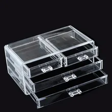 Прозрачный 3 Слои ящиками четыре коробка для хранения косметический макияж Jewelry Органайзер Домашний