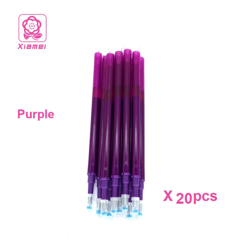 Канцелярские принадлежности xiamei, 20 шт, пластиковая стираемая гелевая ручка, Заправка для студентов, гелевая чернильная заправка, канцелярские принадлежности, школьные принадлежности, 8 цветов - Цвет: Purple