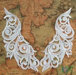 

Wholesale 5Pair New Design lace wedding dress veil applique bridal headdress collar lace fabric patch Handmade DIY accessories
