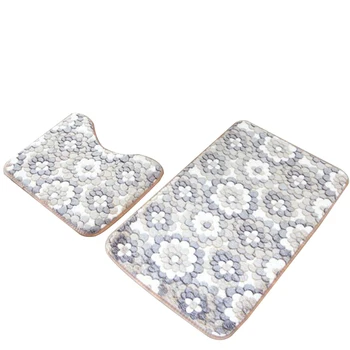 

2pcs bath mats and toilet set non slip 45x50cm and 50x80cm/17.71x19.68in and 19.68x31.49in