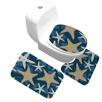 

Starfish Pattern Non-slip Bath Carpet Toilet Bath Mats High Quality Thick Flannel Soft Absorbent Bathroom Rug Toilet Decoration