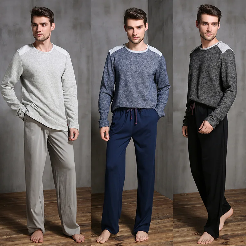 New Pajamas For Men Long sleeve trousers Sleepwear Mens pajamas Set ...