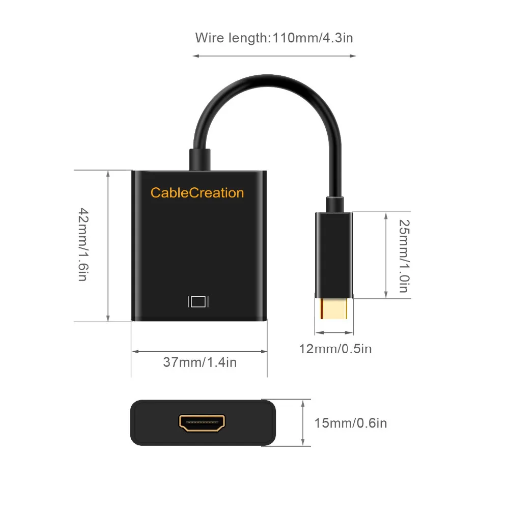 USB C к HDMI 4K@ 60 Гц, кабель типа C(совместимый Thunderbolt 3) к HDMI адаптер, совместимый MacBook Pro/MacBook Air