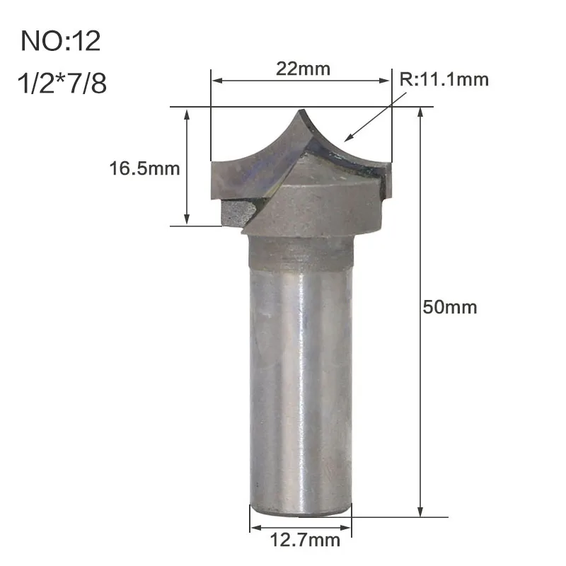 1 шт. 1/" 1/2" хвостовик деревообрабатывающий резак двойная фреза для отделки кромки биты для карбида дерева деревообрабатывающие гравировальные инструменты резьба бит - Длина режущей кромки: NO12