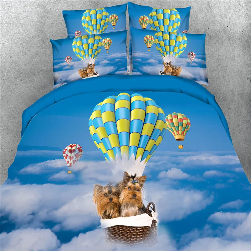 

Blue sky cloud dog 3D painting Bedding Set Duvet cover Single Queen King Size bedclothes girls kid 3/4pc Bed in a Bag Pillowcase