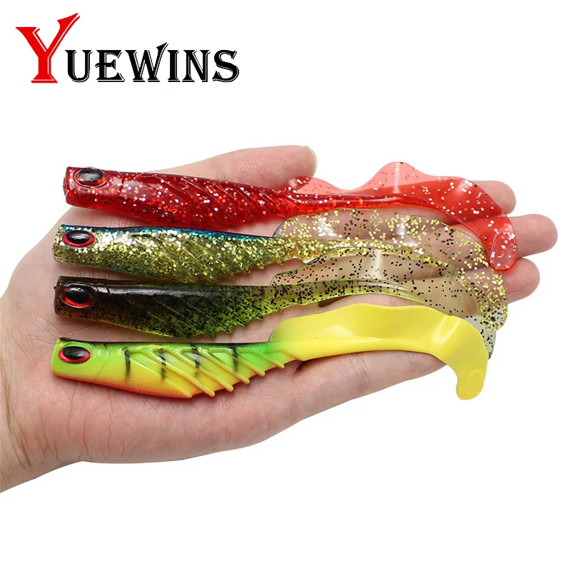 

Yuewins 3pcs Wobbler Jigging 12cm 7.6g curly tail Fishing Lure Soft Worm Shrimp silicone bait Fish Fishing bait grubs QA124