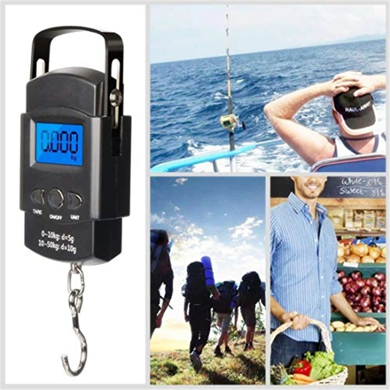KALAIDUN Electronic Digital Hook Scale 50Kg10g Luggage Suitcase Weight Scale Pocket LCD Backlit Hand Held With Tape Measures4