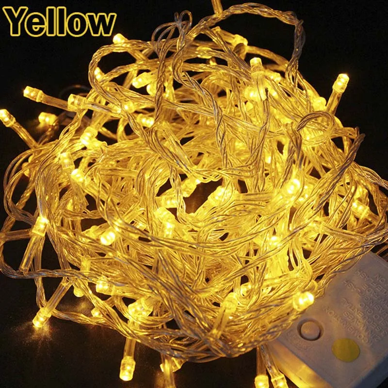 10 м/20 м 100/200 светодиодный s светодиодный светильник-гирлянда водонепроницаемый праздничный, Рождественский, Свадебный, садовый, вечерние, декоративный светильник - Испускаемый цвет: Yellow