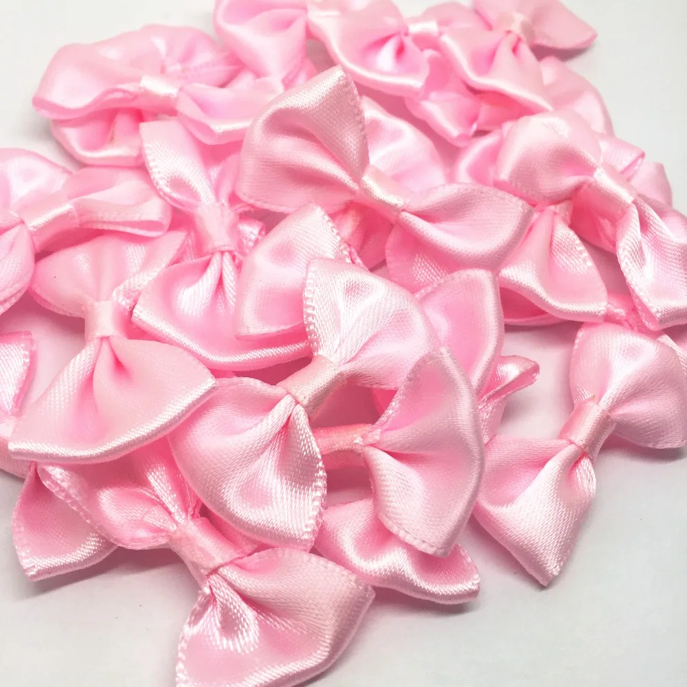 

100pcs Pink 35x22mm Satin Ribbon Bows Decorative Ties For Doll Hair Accessories Wedding Invites Cardmaking