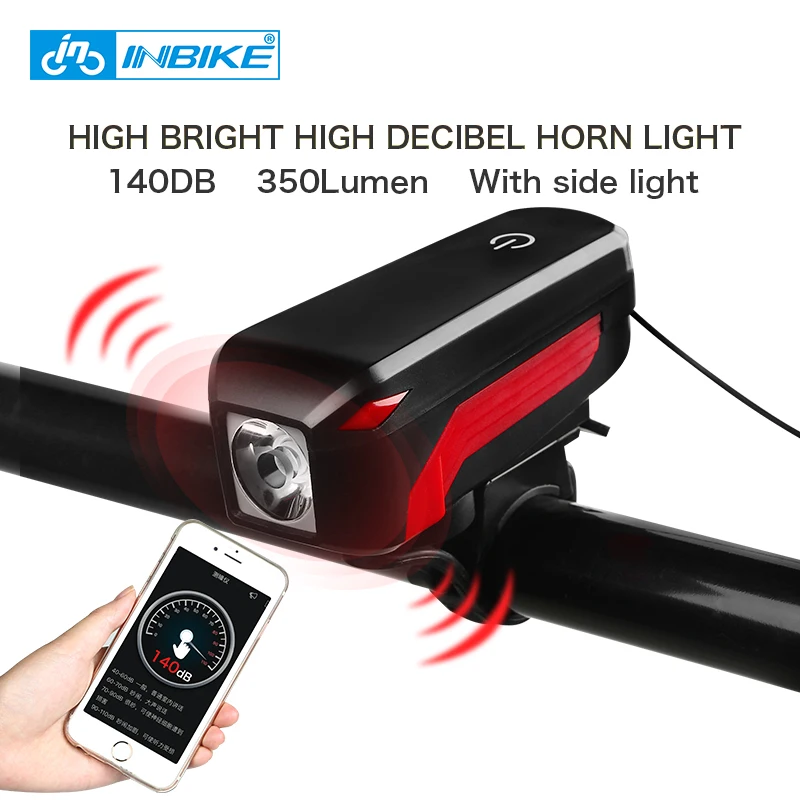 

INBIKE USB Charging Bike Electric Horn Light Mountain Bicycle Headlights Flashlight Cycling Equipment 2017 Cycling Accessories