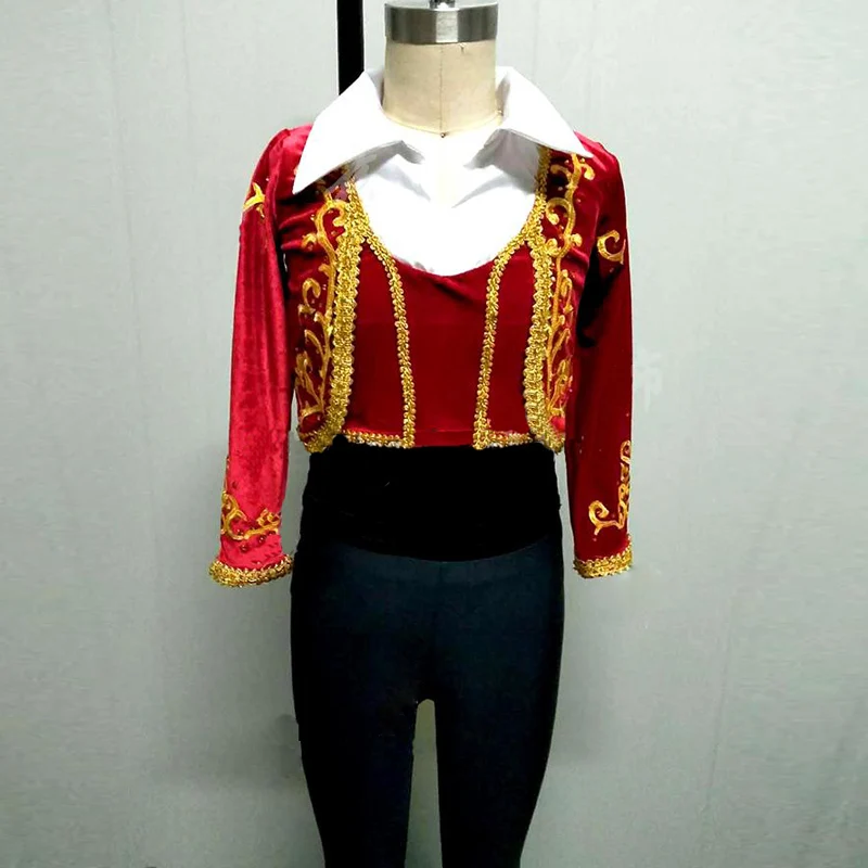 Man Red Ballet Costumes Including Coat Top,waistband And Pants Don