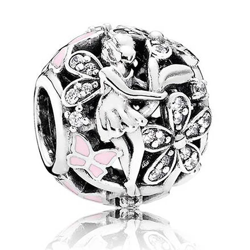 

Authentic 925 Sterling Silver Bead Charm Openwork Dazzling Daisy Fairy With Crystal Beads Fit Pandora Bracelet Jewelry