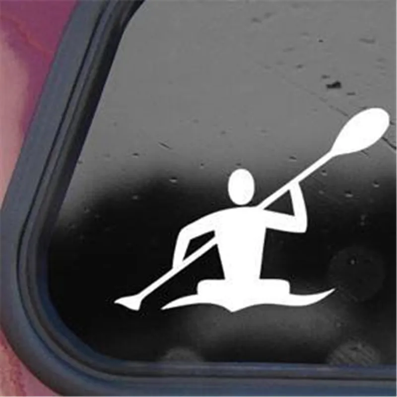 Kayak Kayaker Paddle Canoe White Decal Sticker Die cut White Decal 5.5