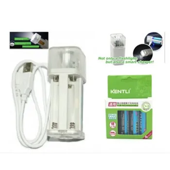 

4pcs 1.5v 3000mWh Li-polymer r lithium rechargeable AA battery + 4 slots Charger w/ LED flashlight fuction